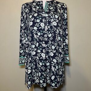 J.Jill The Wearever Collection 3/4-Sleeve Split-Neck Tunic Top Shirt Blouse XS‎